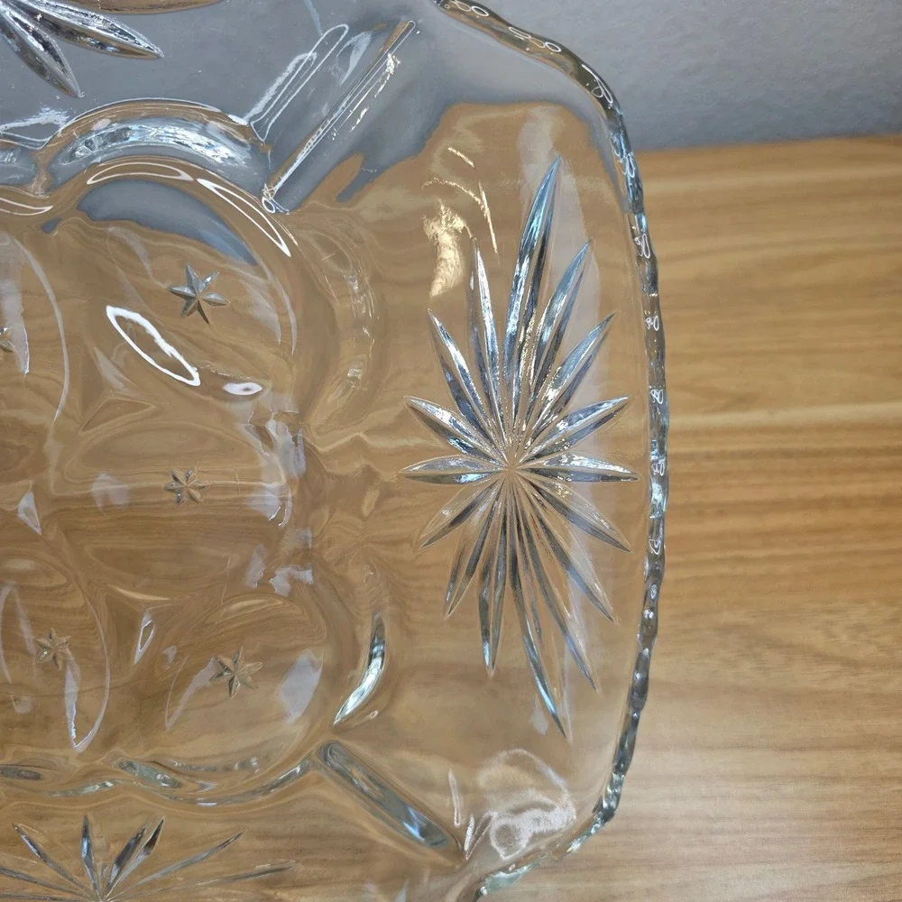 1960's Anchor Hocking Glass Early American Prescut Relish Deviled Egg Plate 12